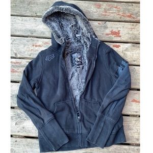 Womens small FOX fur lined hoodie full zip.